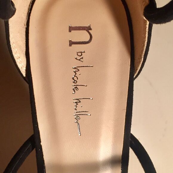 NWT in Box NICOLE MILLER Sz 8.5 Black Suede Strappy High Heel Sexy Classy Shoes - Picture 6 of 8